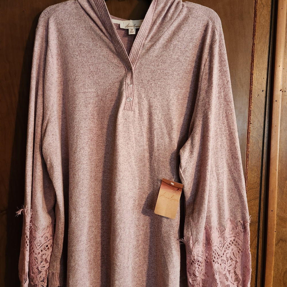 ANNELIEGE WOMEN'S HOODED LACE SWEATER 3X